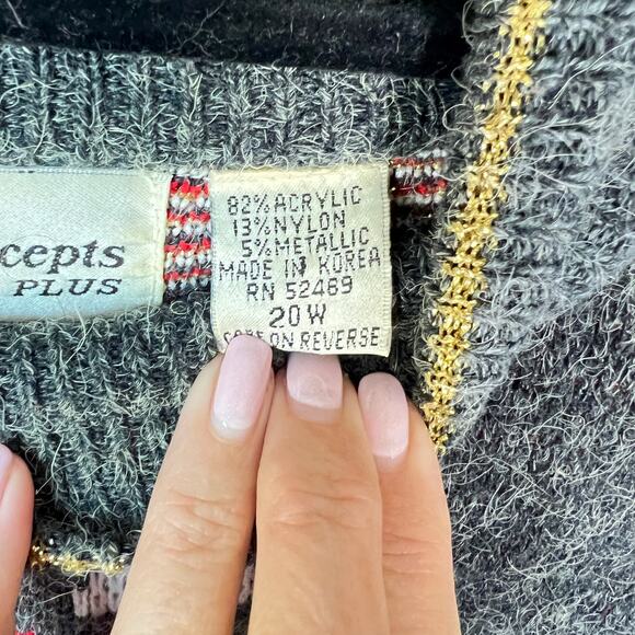 Vintage 1980's Country Concepts Mock Neck Christmasy Metallic Sweater‎ XL - Picture 7 of 8